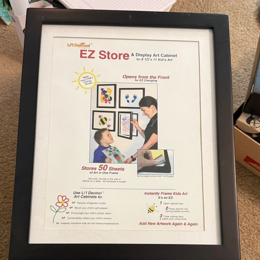 New Li’l Davinci EZ Store & Display Art Cabinet Frame Artwork Cherry